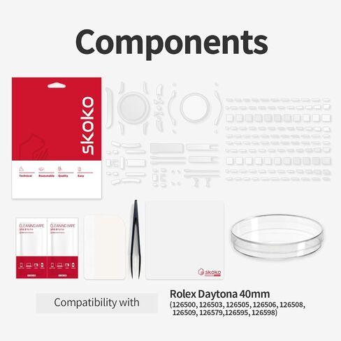 skoko [1Set Full Package Body Protection Film Compatible with Rolex Daytona 40mm Ref. 116500, Glossy Clear Skin, Full Coverage, Anti Scartch, Extra pieces for tricky areas in Kuwait