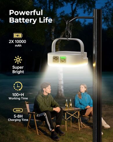 Eventek 2Pack 20000mAh Camping Lights, Camping Lantern Rechargeable Total Up to 200H+ & 4 Lights Modes, Portable IP65 Waterproof Tent Lights for Camp, Outdoor, Power Outages Emergency, Hurricane in Kuwait