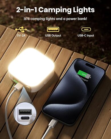 Eventek 2Pack 20000mAh Camping Lights, Camping Lantern Rechargeable Total Up to 200H+ & 4 Lights Modes, Portable IP65 Waterproof Tent Lights for Camp, Outdoor, Power Outages Emergency, Hurricane in Kuwait