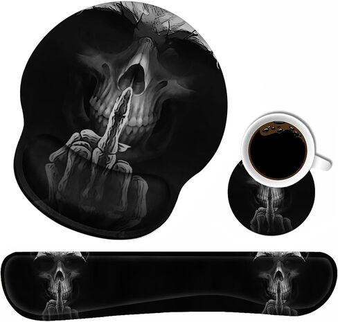 Keyboard Wrist Rest and Mouse Pad Wrist Support Set with Cute Coasters, Non-Slip PU Base Ergonomic Gaming Mousepad for Home Office Working Studying Easy Typing & Pain Relief, Bible Verses Psalm 46:5 in Saudi Arabia