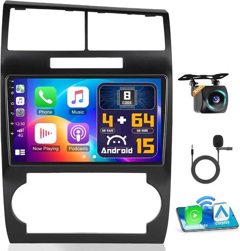 [2G+64G] Android 15 Car Radio Stereo for Dodge Charger Magnum 2005-2007 with Wireless Carplay Android Auto, 9 inch Touch Screen Radio Bluetooth WiFi GPS FM RDS EQ+Free AHD Backup Cam in Saudi Arabia
