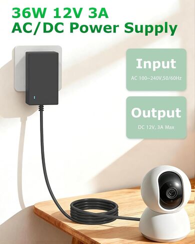 12V 3A Power Supply AC Adapter AC 100V-240V to DC 12Volt 3amp Power Cord in Saudi Arabia