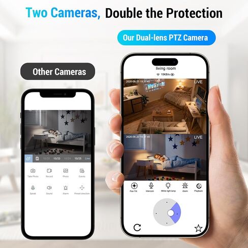 6MP Dual Lens Indoor Security Camera, 2.4G/5G WiFi Baby Dog Monitor in Saudi Arabia