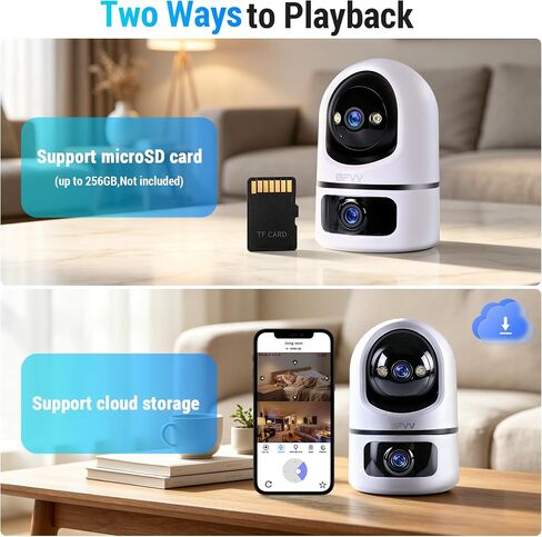 6MP Dual Lens Indoor Security Camera, 2.4G/5G WiFi Baby Dog Monitor in Saudi Arabia