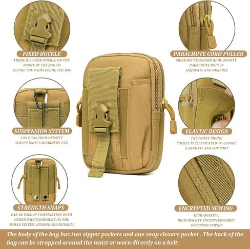 Tactical Molle Admin Pouch, Utility EDC Tool Pouch Small Phone Bag Double Capacity Mini Tactical Belt Bag Phone Holder Waist Pack for Outdoor Hiking Camping in Saudi Arabia
