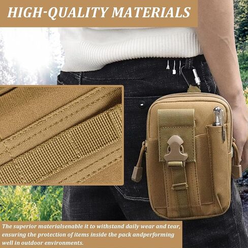 Tactical Molle Admin Pouch, Utility EDC Tool Pouch Small Phone Bag Double Capacity Mini Tactical Belt Bag Phone Holder Waist Pack for Outdoor Hiking Camping in Saudi Arabia
