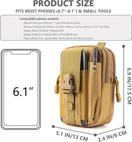Tactical Molle Admin Pouch, Utility EDC Tool Pouch Small Phone Bag Double Capacity Mini Tactical Belt Bag Phone Holder Waist Pack for Outdoor Hiking Camping in Saudi Arabia