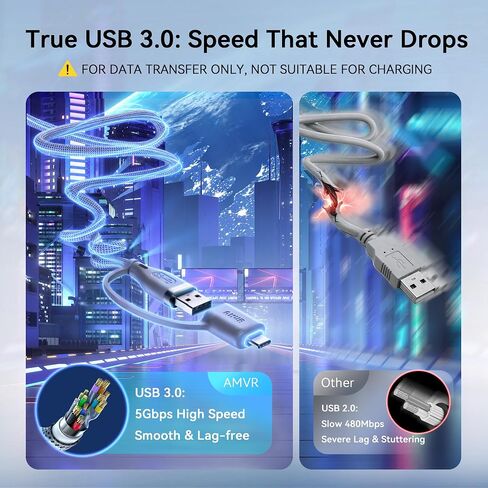 AMVR 16FT VR Link Cable, USB 3.0 Braided with A to C Adapter(Not Charging) in Saudi Arabia