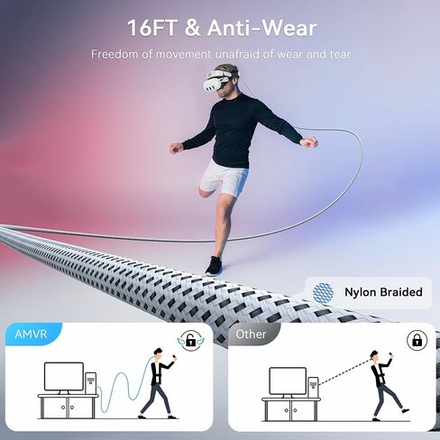 AMVR 16FT VR Link Cable, USB 3.0 Braided with A to C Adapter(Not Charging) in Saudi Arabia