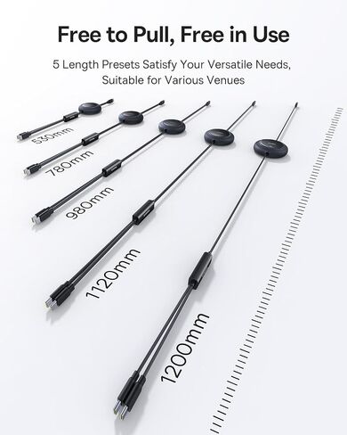 Baseus Retractable USB C Cable 4ft, Single Port Max 100W 2 in 1 USBC to USBC Multi Fast Charging Cable, 5 Length Presets, Type C Charger Cord for iPhone 17 Pro/Plus/Max, Galaxy S24, iPad Pro, Tablet in Saudi Arabia