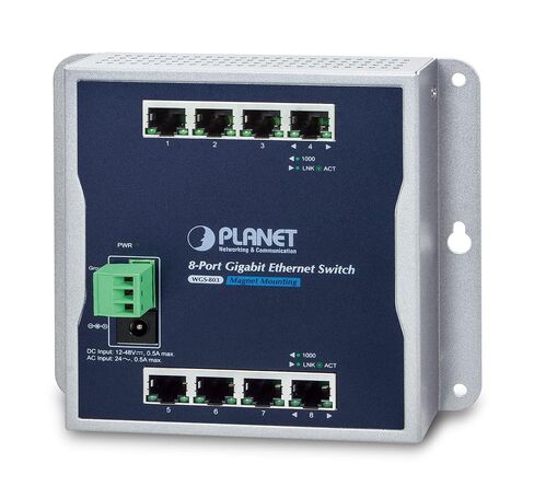 PLANET WGS-803 - Industrial 8-Port 10/100/1000T Wall-Mount Switch (-10~60 Degrees C) in Saudi Arabia