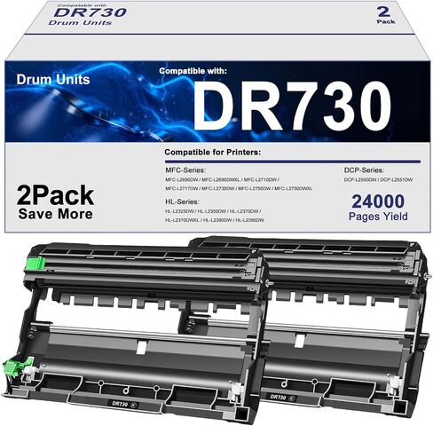 DR730 Drum Unit (Not a Toner) Replacement for Brother DR-730 Drum Unit Compatible With MFC-L2710DW MFC-L2750DW DCP-L2550DW HL-L2350DW HL-L2395DW HL-L2370DW HL-L2390DW MFC-L2690DW Printer (2 pack) in Saudi Arabia