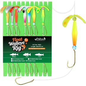 Dovesun Crawler Harness Walleye Rigs with Dual-Wing Blade, Float Walleye Spinner Rig for Slow Trolling (0.25 mph), Fluorocarbon Worm Harness, 2 Hook Walleye Fishing Rigs, 7 Pack in Saudi Arabia