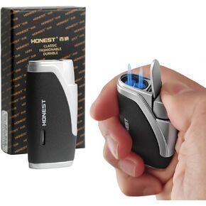 2 Pack Butane Torch Lighter Built-in Punch Windproof Double Blue Jet Flame Gas Window Viewable Stylish Color Gift Box (No Gas) in Saudi Arabia