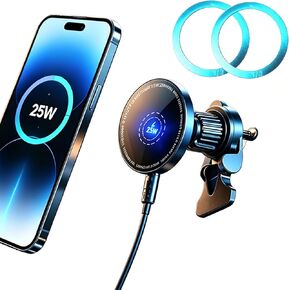 25W Magnetic Wireless Car Charger for Qi2.2 MagSafe with Magnet Ring, [Super Fast Charging & Cooling Metal Body for Heat Disspation] Car Mount Phone Holder for iPhone Samsung Android Phones in Saudi Arabia