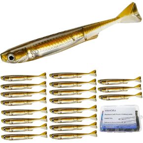 20PCS Paddle Tail Swimbaits with Storage Box, 5 Color Soft Plastic Lures in Kuwait