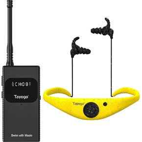 مجموعة موسيقى السباحة Tayogo T6+W18 - مشغل MP3 للسباحة مقاوم للماء + جهاز إرسال بلوتوث | لا حاجة لتنزيل الموسيقى، ودعم Spotify، والسباحة باستخدام تطبيق Stream الخاص بك in Kuwait