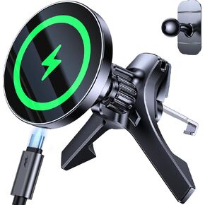 لشاحن MagSafe Car Mount Charger 【2025 Ultra Magnet】 شاحن حامل هاتف السيارة اللاسلكي 15 وات 【حر اليدين】 حامل هاتف مغناطيسي لفتحة السيارة الخاصة بك لهاتف iPhone 16 15 14 13 12 Pro Max-أسود in Kuwait