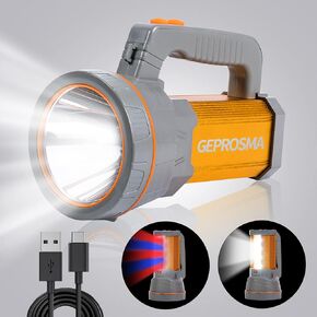 Powerful Led Flashlight High Lumens USB C Rechargeable, Super Bright Strong Metal Handheld Spotlight High Powered Long Range 800yd/Side Lantern/Long Lasting/Strap, for Home Outdoor in Kuwait