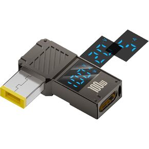 USB C to Thinkpad Charger Adapter -Female Type C to DC Slim Tip Yellow Plug Converter PD Charging Power Connector w/LED Display for IdeaPad B50 Edge Flex Helix Yoga 11 E560 T450 T460 G50 Lenovo Laptop in Saudi Arabia