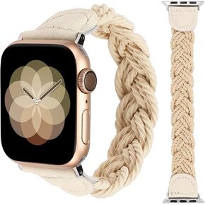 Minyee Compatible with Apple Watch Band Braided 38/40/41/42/44/45/46/49mm Women, Solo Loop Stretchy Designer Slim Elastic Woven Cute Bracelet Strap for iWatch Series 10 9 Ultra SE 8 7 6 5 4 3 2 1 in Saudi Arabia