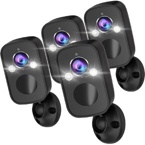 Rraycom 4Pack Security Cameras Wireless Outdoor for Home Security, 2K Battery Powered WiFi AI Motion Detection Spotlight Siren Alarm Security Camera, Color Night Vision, 2-Way Talk, Cloud/SD, w/Alexa in Saudi Arabia