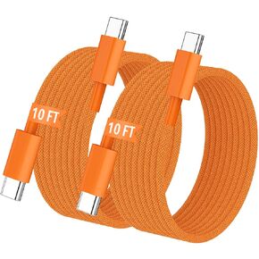 Long USB C to USB C Charging Cable for iPhone 17, [MFi Certified] 2 Pack 10FT 60W Nylon Braided Type C Charger Cable Cord for iPhone 17/16/15 Pro Max Plus, iPhone 17 Air, iPad Air/Pro-Orange in Saudi Arabia
