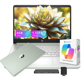 HP Flagship 14" HD Student&Business Laptop with AI Copilot, 13th Gen Intel 4-Core, 4GB RAM, 1.12TB Storage (128GB UFS + 1TB Docking Station), 1 Year Office 365, Wi-Fi 6, Win 11 S, Lavender Purple in Kuwait