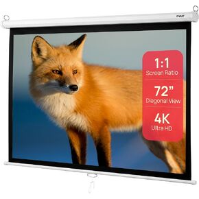 Pyle 72 Inch Pull Down Projector Screen | Manual Retractable Projector Screen, with Roll-Down Matte White Surface, Auto-Locking Height Adjustment, Wall or Ceiling Mount | Home Theater Accessories in Saudi Arabia
