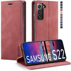 Samsung Galaxy S22 5G Wallet Case with [RFID Blocking],Fashion Red in Saudi Arabia