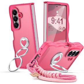XYZ for Samsung Galaxy Z Flip 7/8 Case with Stand & Strap, Wavy Case, Brown in Saudi Arabia