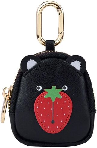 PU Leather Case for AirPods, Small Carrying Pouch Earbuds Cover, Keys, Access Card, Airtag,Coins Mini Backpack Palm-Sized Bag (Black) in Saudi Arabia