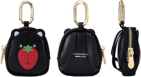 PU Leather Case for AirPods, Small Carrying Pouch Earbuds Cover, Keys, Access Card, Airtag,Coins Mini Backpack Palm-Sized Bag (Black) in Saudi Arabia