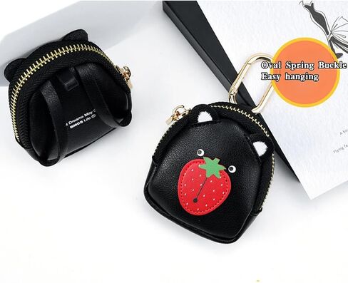 PU Leather Case for AirPods, Small Carrying Pouch Earbuds Cover, Keys, Access Card, Airtag,Coins Mini Backpack Palm-Sized Bag (Black) in Saudi Arabia