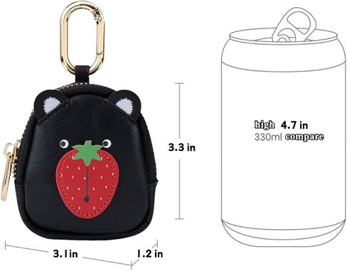 PU Leather Case for AirPods, Small Carrying Pouch Earbuds Cover, Keys, Access Card, Airtag,Coins Mini Backpack Palm-Sized Bag (Black) in Saudi Arabia