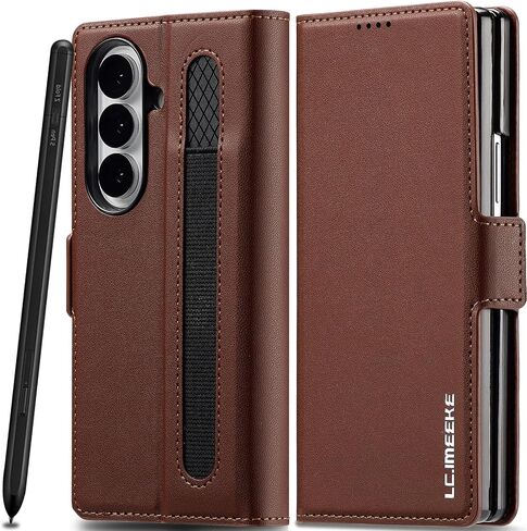 Leather Case for Samsung Galaxy Z Fold 8 Ultra [with S Pen Holder] Wallet Cover, RFID Blocking Card Slot, Kickstand, Magnetic Protective Phone Case for Galaxy Z Fold 8 Ultra 5G Cases Leather，Black in Kuwait