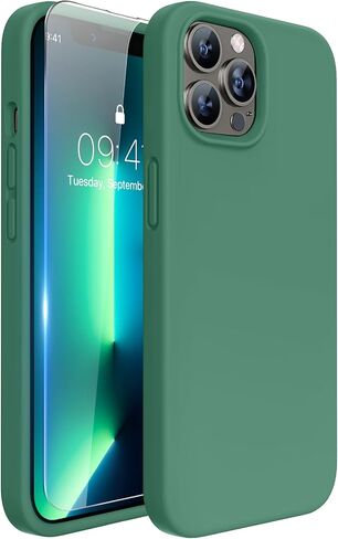 miracase Compatible with iPhone 16e Case/iPhone 17e Case, [Soft Anti-Scratch Microfiber Lining], Liquid Silicone Shockproof Drop Protection Phone Case for iPhone 16e/17e, Dark Green in Kuwait