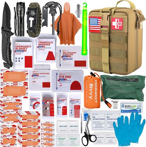 [Upgrade] Survival First Aid Kit Outdoor Molle System with Tactical Gear Set Trauma Kit for Camper Travel Hunting Hiking and Adventures in Saudi Arabia