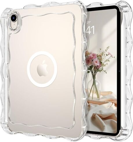 Telaso for iPad mini 7 A17 Pro 2024/iPad Mini 6 2021 8.3 Inch iPad mini 7th/6th Gen Wave Frame Design Magnetic Case, Transparent Back Soft TPU Bumper Anti Yellowing Case for iPad mini 7/Mini 6, Clear in Kuwait