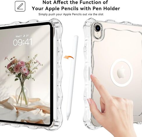 Telaso for iPad mini 7 A17 Pro 2024/iPad Mini 6 2021 8.3 Inch iPad mini 7th/6th Gen Wave Frame Design Magnetic Case, Transparent Back Soft TPU Bumper Anti Yellowing Case for iPad mini 7/Mini 6, Clear in Kuwait