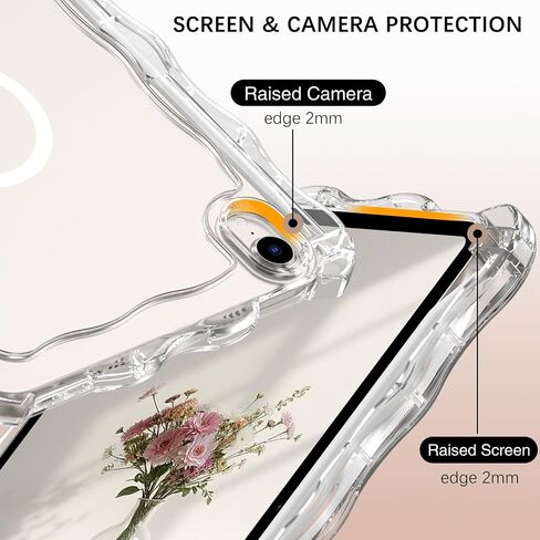 Telaso for iPad mini 7 A17 Pro 2024/iPad Mini 6 2021 8.3 Inch iPad mini 7th/6th Gen Wave Frame Design Magnetic Case, Transparent Back Soft TPU Bumper Anti Yellowing Case for iPad mini 7/Mini 6, Clear in Kuwait