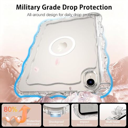 Telaso for iPad mini 7 A17 Pro 2024/iPad Mini 6 2021 8.3 Inch iPad mini 7th/6th Gen Wave Frame Design Magnetic Case, Transparent Back Soft TPU Bumper Anti Yellowing Case for iPad mini 7/Mini 6, Clear in Kuwait