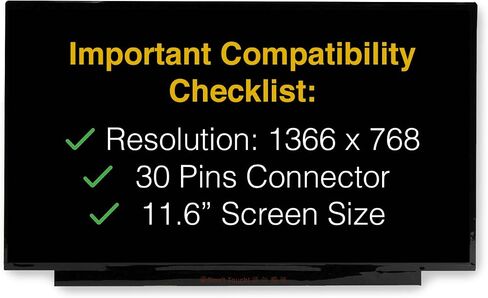 شاشة بديلة لـ B116XAN06.1 HW5B 30 Pins HD 1366x768 in Kuwait