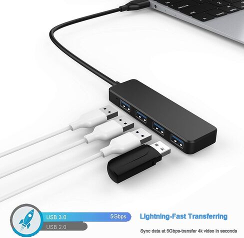 4-Port USB3.0 hub, high-Speed USB Data hub for MacBook, Mac Pro, Mac Mini, iMac, Surface Pro, XPS, PC, Flash Drive, Mobile Hard Drive in Saudi Arabia