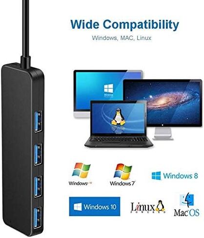 4-Port USB3.0 hub, high-Speed USB Data hub for MacBook, Mac Pro, Mac Mini, iMac, Surface Pro, XPS, PC, Flash Drive, Mobile Hard Drive in Saudi Arabia