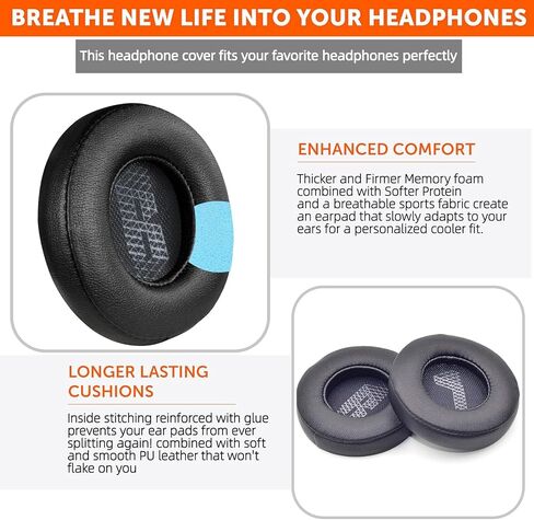 Replacement Live 400 BT Earpad for JBL Live 400BT Headphones, 400BT Ear Cushions Cup Cover Earmuff with Softer Protein Leather Memory Foam Repair Part Accessories, Black in Saudi Arabia