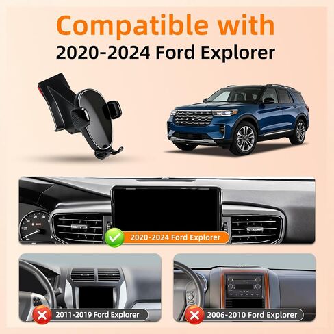 Car Phone Holder for Ford Explorer (2020-2023 2024),Dashboard Phone Mount,360 Phone Holder Rotating,Hands Free Mobile Holder,Car Mount for iPhone,Samsung & Android,2022 Explorer Interior Accessories in Saudi Arabia