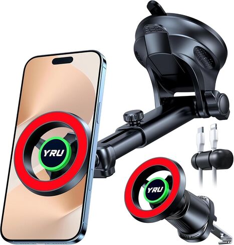 YRU [2026 Military-Grade for Magsafe Car Mount [90+LBS Strong Suction] in Saudi Arabia
