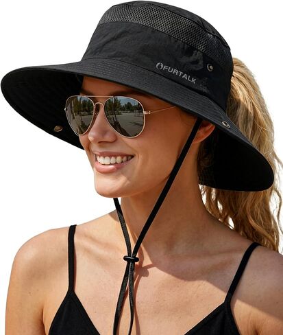 FURTALK Sun Hats for Women UV Protection Wide Brim Ponytail Hiking Hat in Saudi Arabia