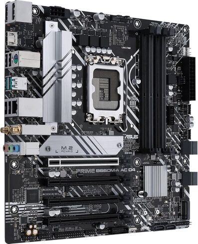 ASUS Prime B660M-A AC D4 Intel B660 Micro-ATX Motherboard, LGA 1700, DDR4, PCIe 4.0, WiFi AC, Bluetooth 5.1, Dual M.2, 6 SATA, HDMI, DisplayPort, USB 3.2, Aura Sync RGB in Saudi Arabia